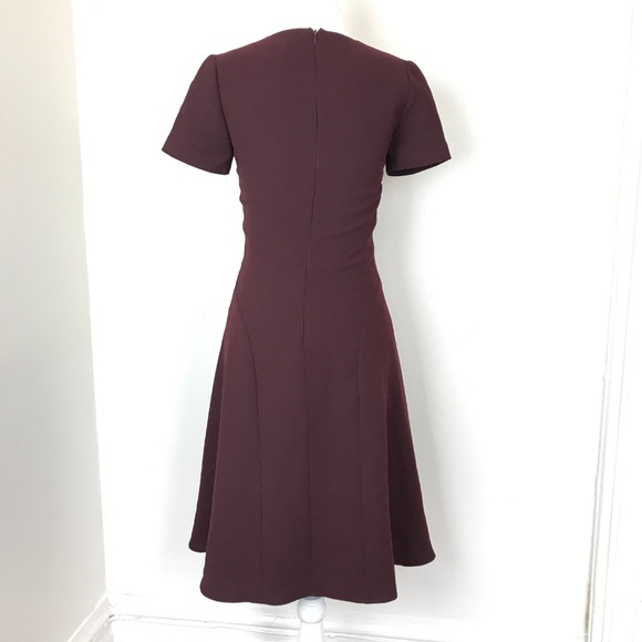 Iris & Ink Burgandy Crew Short Sleeve A-Line Dress - Picture 6 of 8